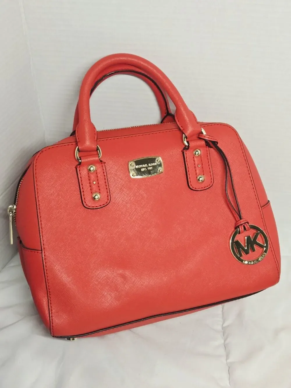 MICHAEL KORS Ciara Women's Handbag Red Saffiano Leather Satchel Casual Strap